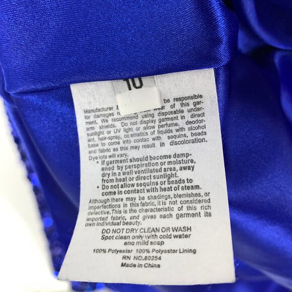 Alyce Paris Pageant Formal Gown Womens Size 10 Blue Fully Sequined Lace Up Back - Picture 7 of 8